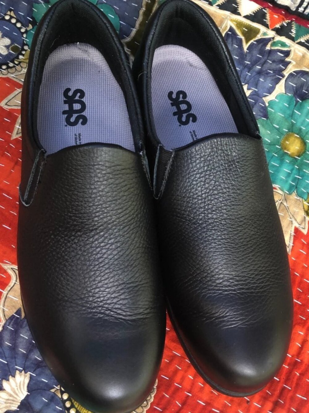 SAS Tripad Comfort Women Black Leather Slip-On 7.5M Comfort, Grannycore
